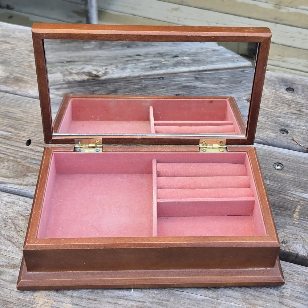 Vintage Floral Tapestry Wooden Jewelry Box